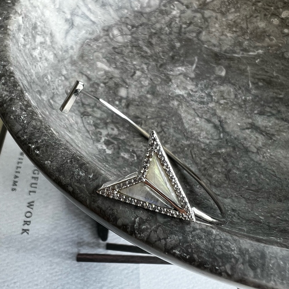Silver Triangle Pavé Bangle Bracelet - Women's Jewelry